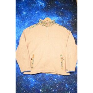 Chubbies Sweatshirt Mens Large Beige 1/4‎ Zip Pullover Retro Geometric Knit